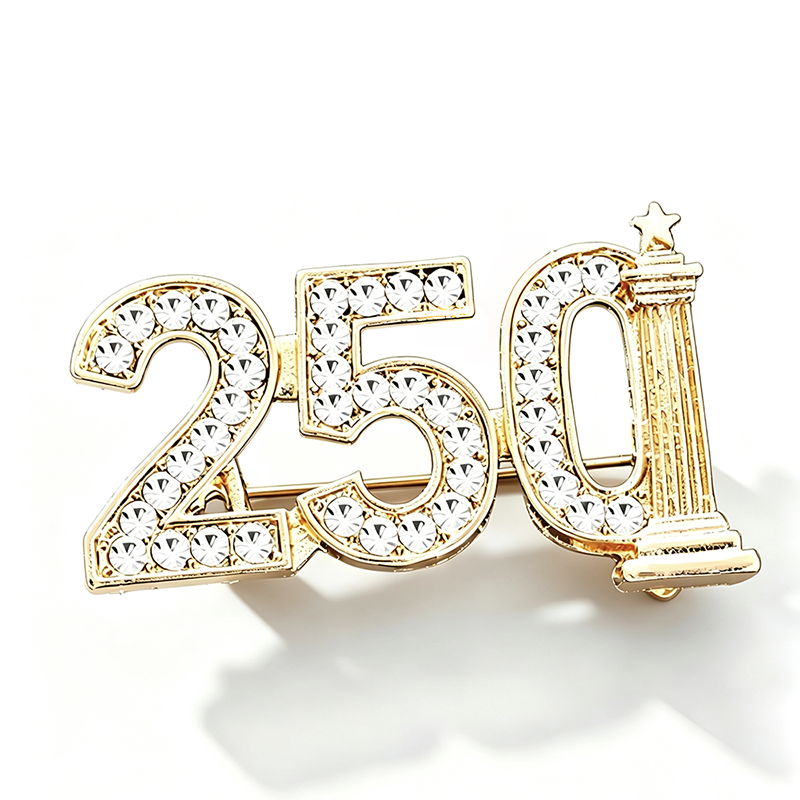 Custom Gold Plated Metal Rhinestone Lapel Pins