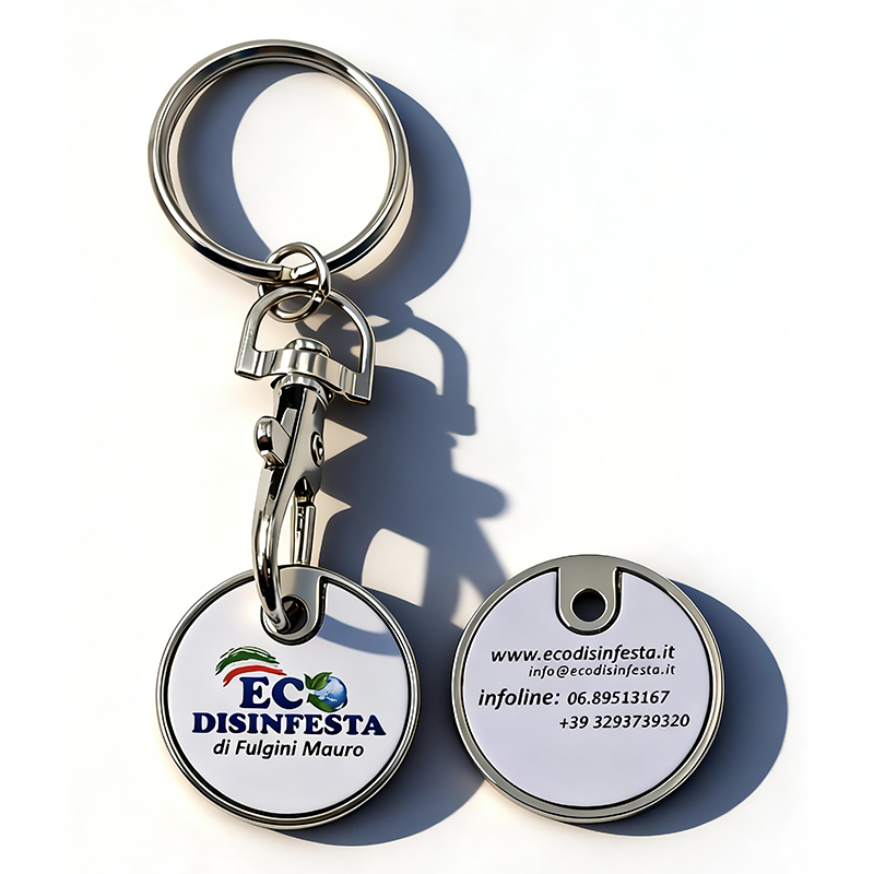 Custom Iron Token Keychain with Aluminium Sticker Print