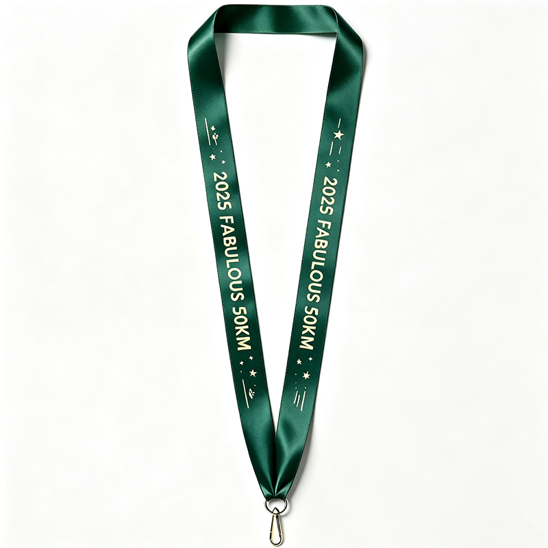 Custom Race Dark Green Satin Lanyard