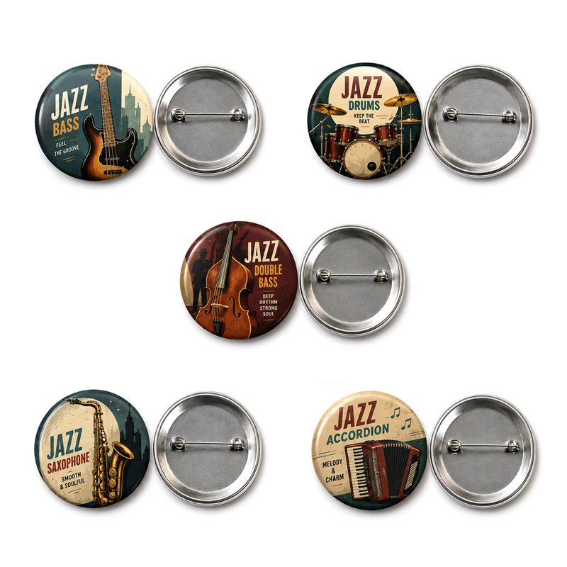 Custom NFC Tinplate Round Button Badge Pin with Safety Pin