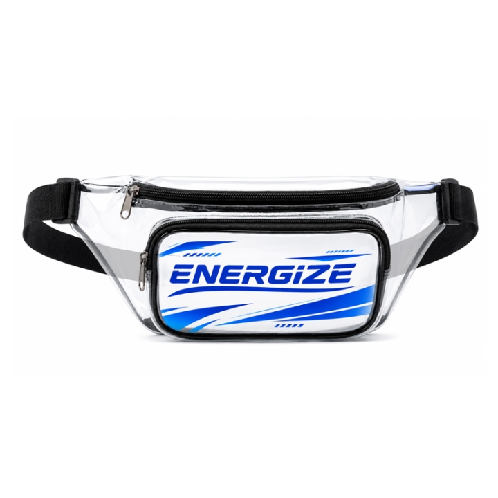 Custom Logo Clear PVC Fanny Pack with Double Zipper Pockets