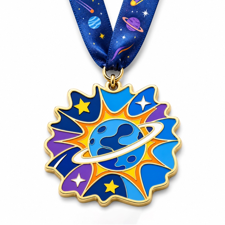 Custom Zinc Alloy Imitation Hard Enamel Award Medal with Ribbon