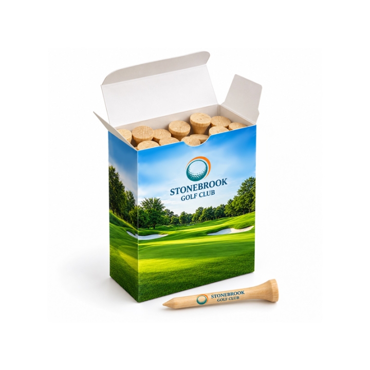 Custom Logo Wooden Golf Tees with Printed Cardboard Box Packaging