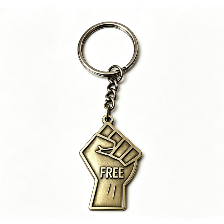 Antique Bronze Stamped Iron Keychain