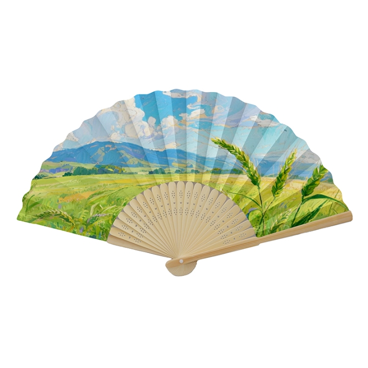 Custom Bamboo Folding Fan with Laser-Engraved Guard Sticks