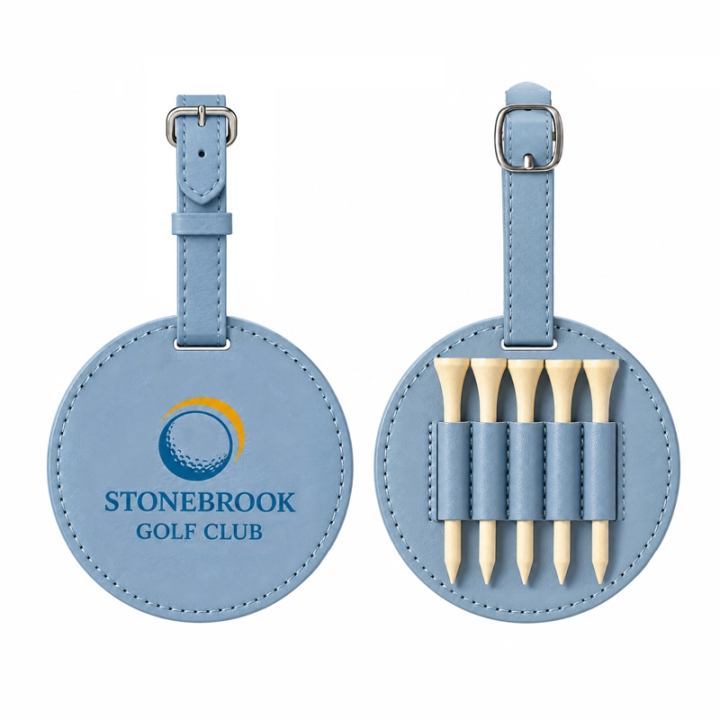 Durable Round PU Leather Golf Tee Holder with 5 Holes Portable Golf Tee Storage