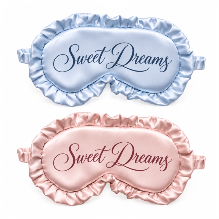Custom Printed Ruffle Satin Sleep Mask with Soft Elastic Strap